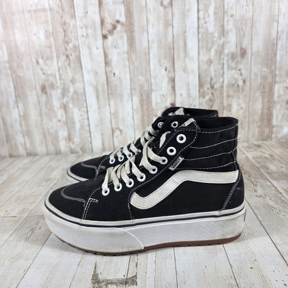 Vans Sk8-Hi Stacked Black White Platform High Top Sneakers Womens 8.5 500714 - Picture 4 of 8